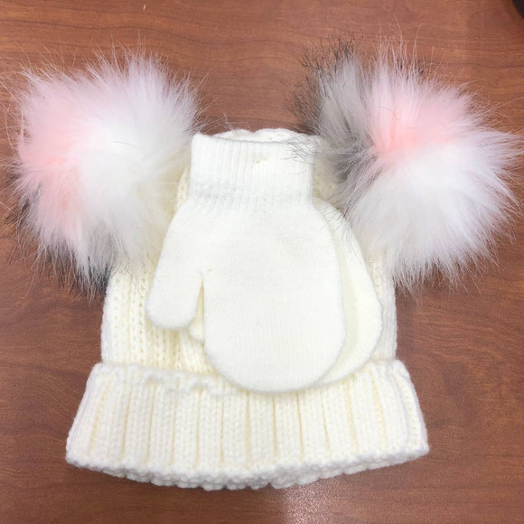 5/$25 Toddler Curls & Pearls Couture Toddler Winter Hat Beanie and Mitten Set - Picture 2 of 5